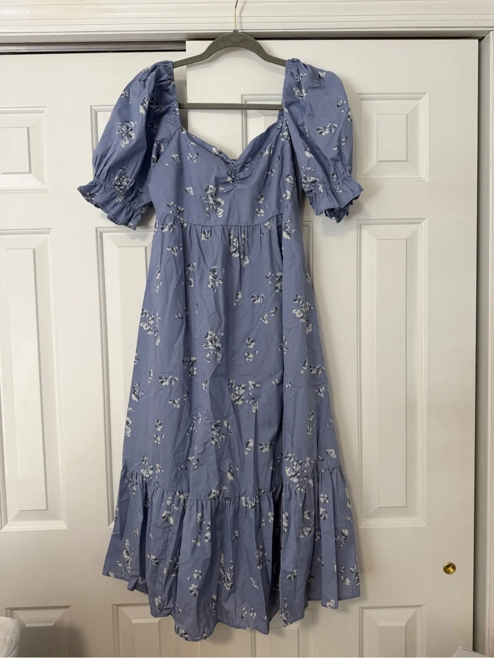 Abercrombie & Fitch Poplin Puff-Sleeve Maxi Dress